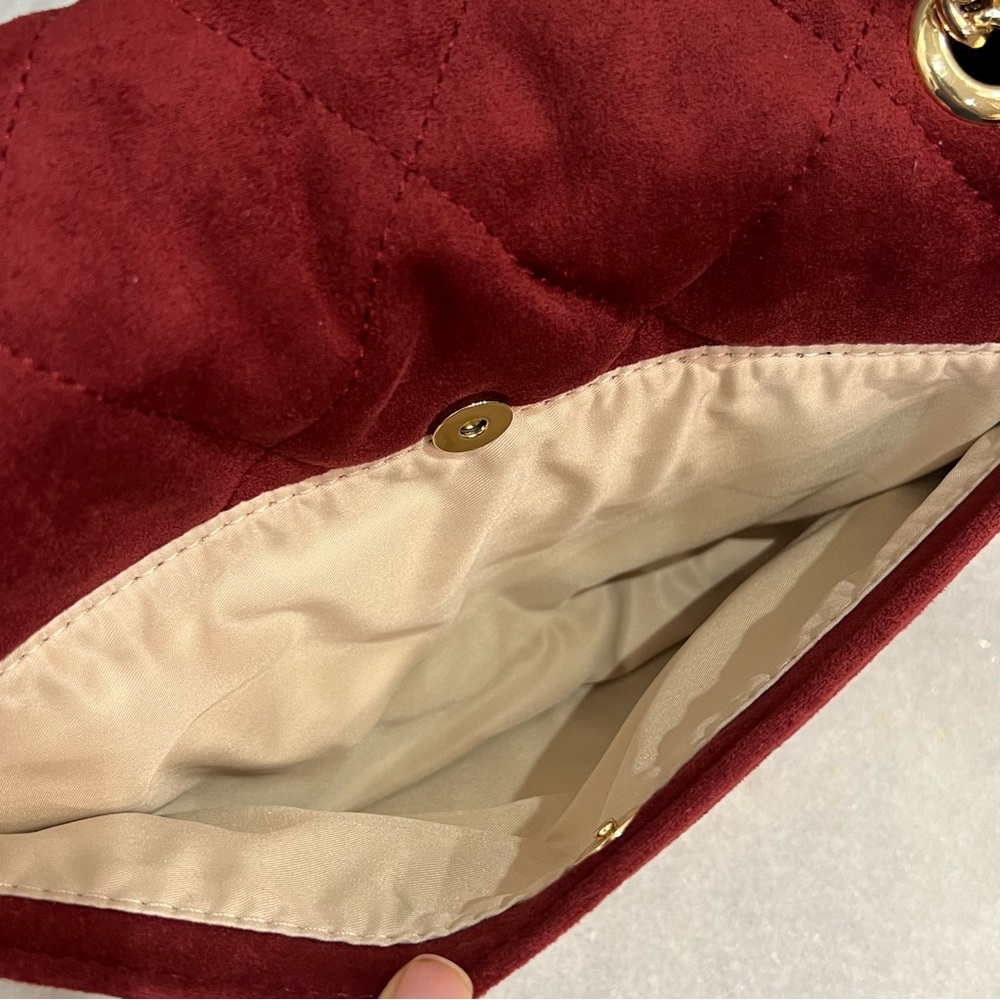 INC International Concepts Burgundy Velvet Ajae Quilted Crossbody/Should… - Picture 10 of 16